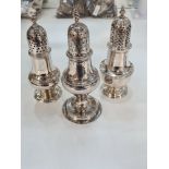 Three silver castles of various forms and hallmarks, to include 1757, Samuel Wood, 1750s - 70s, John