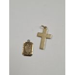 9ct yellow gold tapered rectangular St Christopher, marked 375, maker S & K, 1.64g and 9ct yello9w g