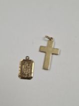 9ct yellow gold tapered rectangular St Christopher, marked 375, maker S & K, 1.64g and 9ct yello9w g