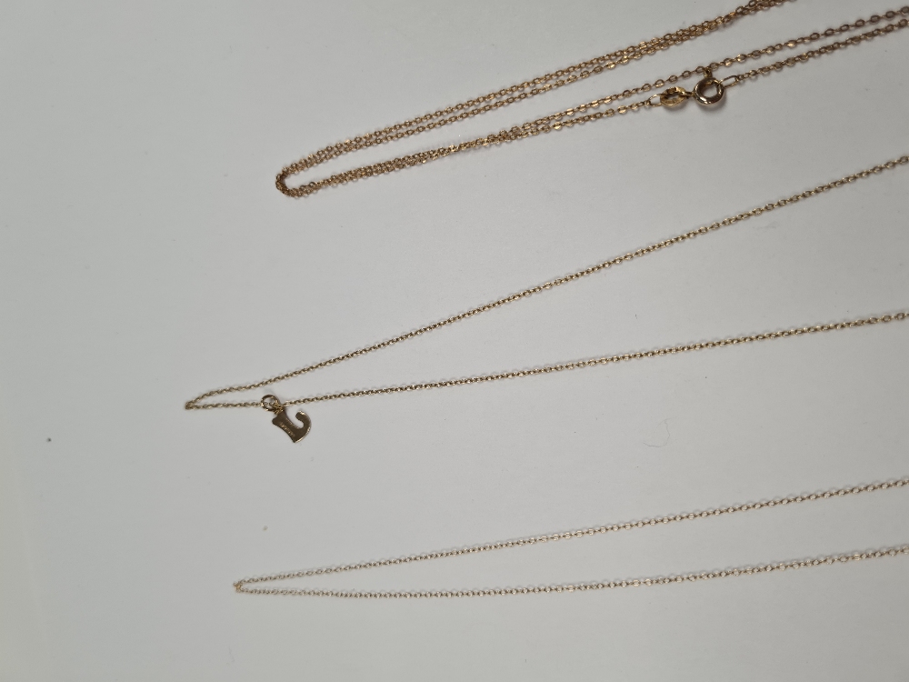 Four fine 9ct yellow gold neckchains, all marked 375, approx 4.52g - Image 2 of 10