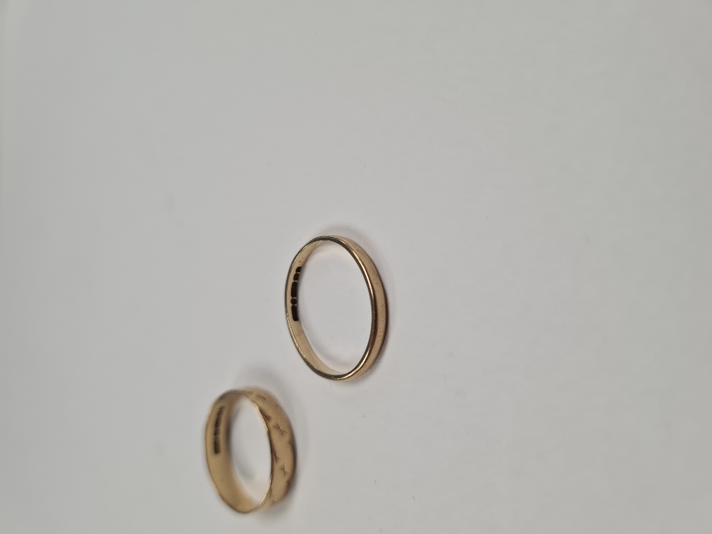 Two 9ct yellow gold wedding bands, sizes Q & N - Image 4 of 10