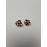 Pair of 9ct knot design earrings, approx 1cm diameter, marked 375, approx 4.8g