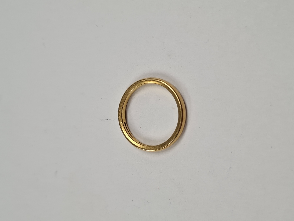 22ct gold wedding band, size P, marked 22, Birmingham, approx 4.28g