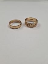 Two 9ct yellow gold wedding bands, both by B Bros, marked 375, approx 6.06g