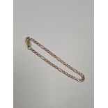 9ct yellow gold Figaro design bracelet, with lobster claw clasp, approx 3.6g