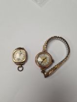 9ct yellow gold cased "Verity" watch head, marked 375, Dennison and a 9ct gold cased watch on expand