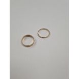 Two 9ct yellow gold wedding bands, sizes Q & N