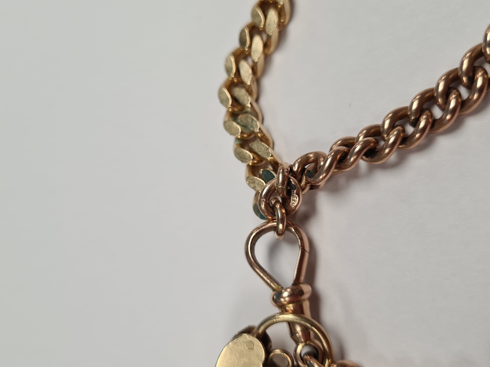 9ct gold curblink bracelet of graduating form, each link marked 375, with lobster clasp and heart sh - Image 5 of 10