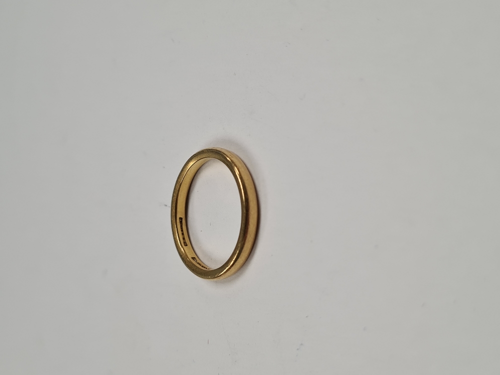 22ct gold wedding band, size P, marked 22, Birmingham, approx 4.28g - Image 2 of 3