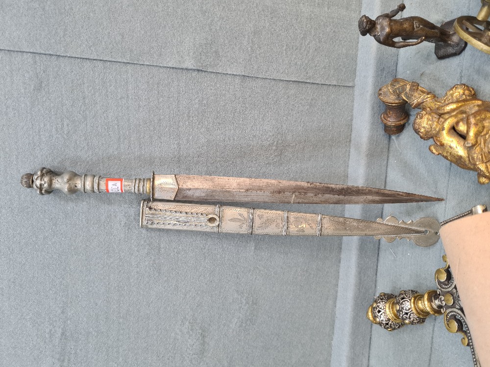 An ornate Eastern style dagger, a small bronze figure of classical man and sundry - Image 5 of 11