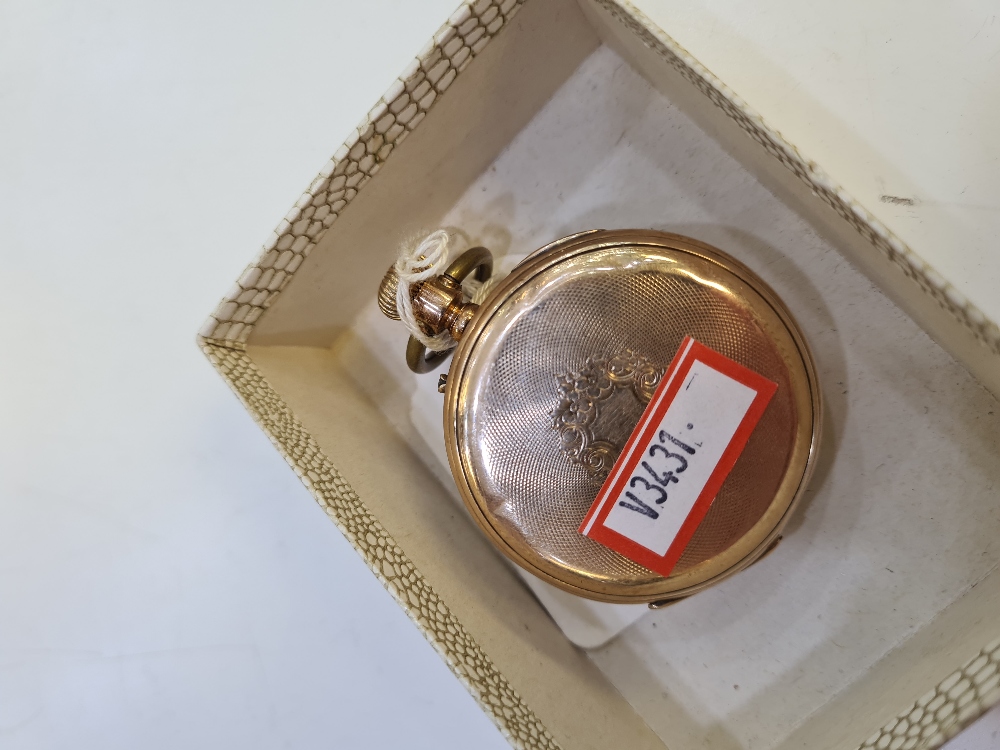 14K yellow gold cased pocket watch, with white enamelled dial, black Roman numerals and Sub seconds - Image 2 of 6