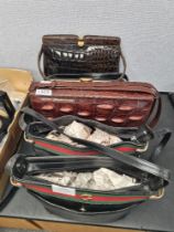 Mixed ladies handbags, some having Crocodile design, some fashion examples