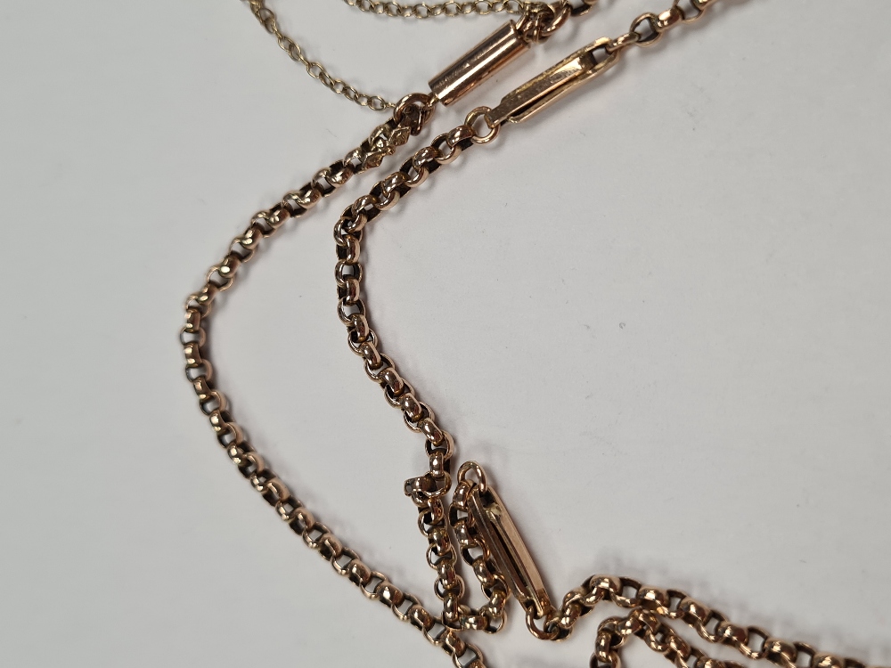 Antique 9ct rose gold belcher and bar chain, marked 9c, hung with a yellow gold Crucifix pendant, ma - Image 8 of 8