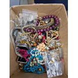 Box of vintage and modern costume jewellery