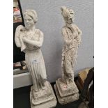 A small pair of reconstituted figures of maidens