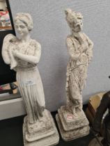 A small pair of reconstituted figures of maidens