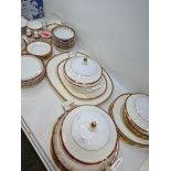 A quantity of Minton dinner ware having maroon and gilt border and other Majestic design items