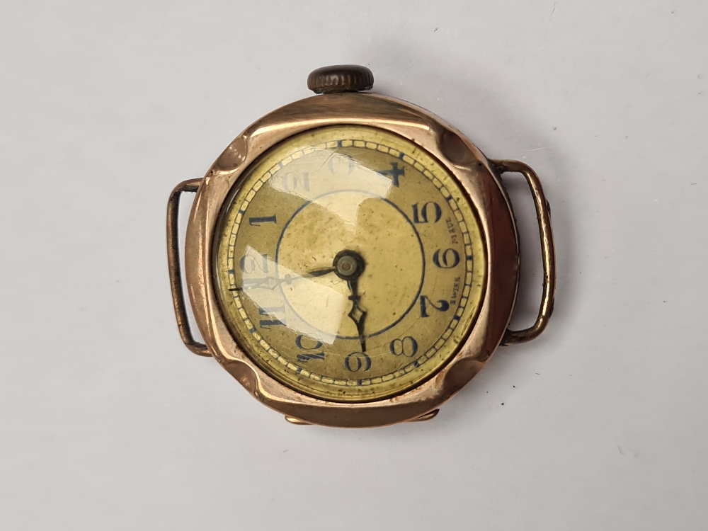 9ct gold cased vintage watch, marked 375, 11.4g