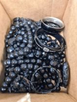 Quantity of Victorian and later Jet jewellery including necklaces, mourning pendants, snake bangle,