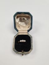 DO NOT SELL- COLLECTING Antique 18ct and Platinum diamond trilogy ring set 3 round cut