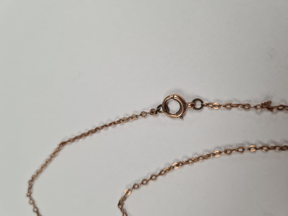 9ct yellow gold neckchain hung with an antique art nouveau design pendant set seed pearls and suspen - Image 2 of 10