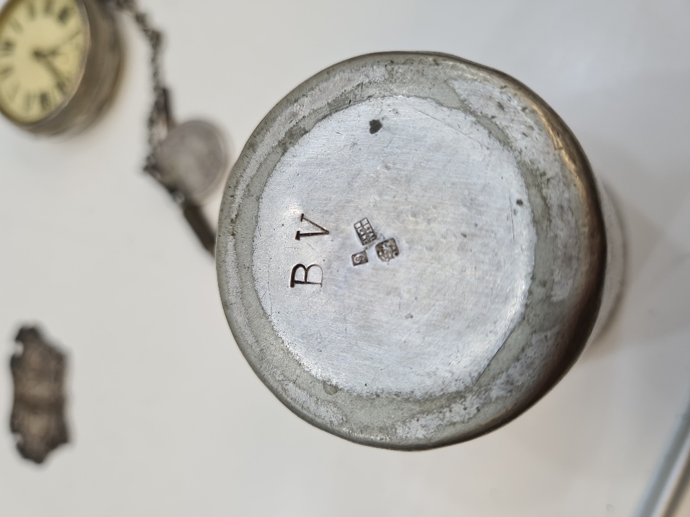 White metal cups with various marks on the bases, a silver decanter label and a silver cup by Philip - Image 6 of 8