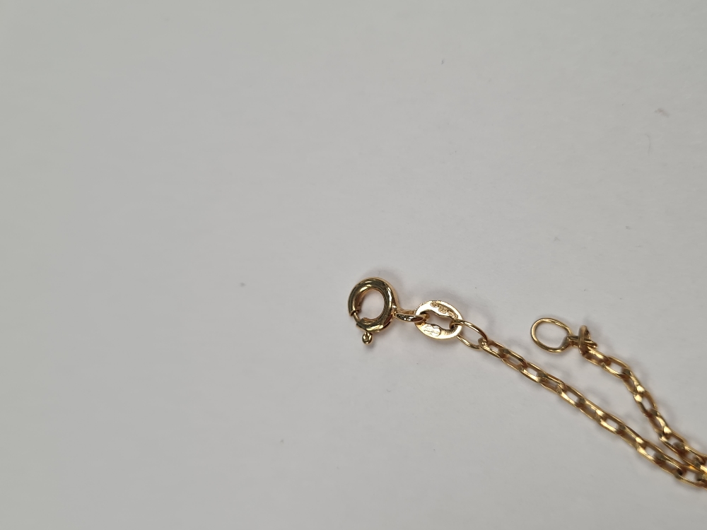 9ct yellow gold fine chain with two tone white and yellow gold cross over panel inset 11 graduating - Image 3 of 4