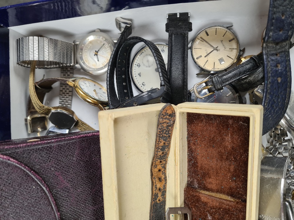 Box of modern and vintage watches, including Accurist, Seiko Sportmatic, Smiths pocket watch, antiqu - Image 2 of 4