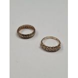 9ct yellow gold eternity ring set with cubic zirconia, marked 375, size P, and a 9ct yellow gold hal