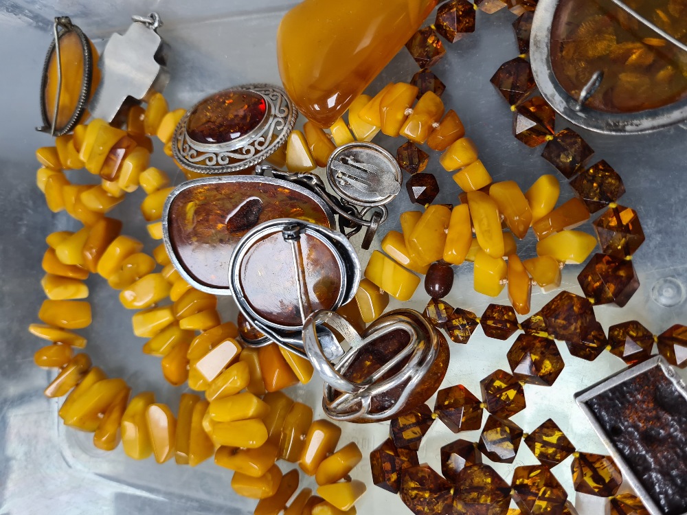 Selection of amber and amber style jewellery, some Baltic amber in silver mounts including brooch, p - Image 2 of 3