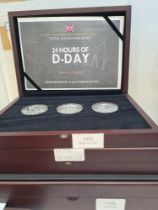 A Silver Proof 2018 RAF Centenary 3 coin set, a Silver Proof 2019 3 coin D-Day set, a 2016 UK Date S