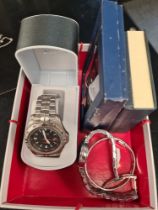 Ascot watch in Lorus box Rotary Stainless steel watch GB02189/025, Silver bangle, etc