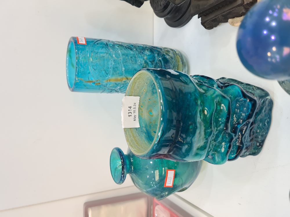 A quantity of Mdina glass including 3 vases, one having square base and one other perfume bottle sig - Image 3 of 4