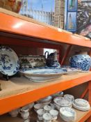 A large Chinese blue and white ginger jar, decorated flowers, a Nankin platter and sundry (the ginge