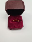 22ct yellow gold Wedding band, marked 22, Chester, approx 3g AC & Co