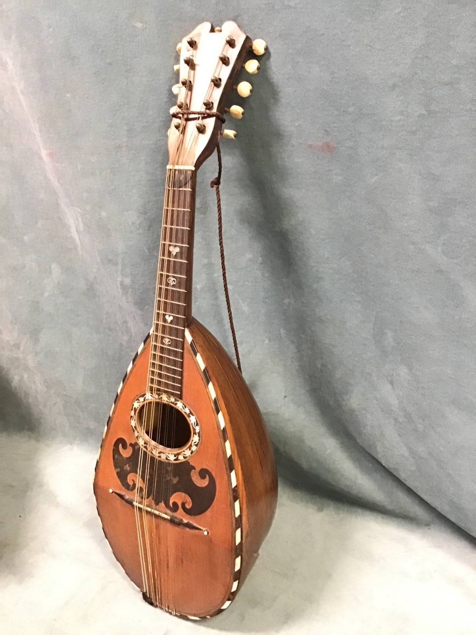 A C19th cased Neapolitan mandolin by Giuseppe Vinaccia, the pear shaped walnut ribbed back and - Image 2 of 3