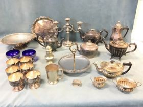 Miscellaneous silver plate - an Edwardian three-piece teaset, four teapots, a coffee pot, two cake