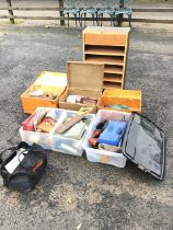 Miscellaneous power tools and materials - a boxed Black & Decker planer, saws, scrapers, a VonHaus
