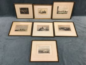 A collection of hogarth framed nineteenth century steel engravings of Northumberland buildings, some