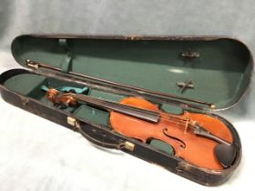 A C20th coffin cased violin, The Maidstone by John G Murdoch & Co - London, bearing makers labels on