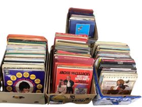 A quantity of vinyl LPs including pop, collections, classical boxed sets, John Denver, Scottish