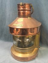 A large copper and brass ships masthead lantern by Richard Irvin & Sons - Aberdeen & North