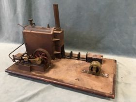 A 1930s Bassett Lowke steam plant with a No 2 Tangye engine, mounted on rectangular wood base with