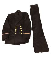 A Merchant Navy double-breasted engineer cadet uniform, the jacket and trousers in heavy worsted