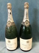 A pair of empty display Ruinart 1955 vintage champagne magnums. (15in) (2)