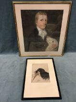 LW Fraser, pastel on paper, study of a dog and a hen pheasant, signed, mounted & framed; and a