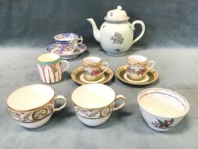 Miscellaneous ceramics - a Newhall floral tea bowl, a pair of continental coffee cups and saucers, a