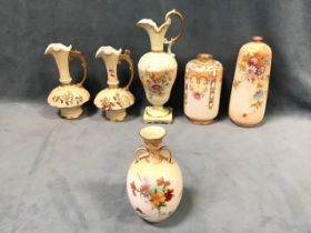 Miscellaneous ceramics with floral gilt decoration - a pair of jugs by Robert Hanke - Austria, a