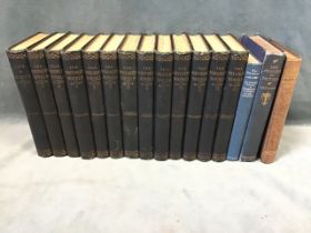Sixteen Victorian and later hard bound books with gilt tooled spines - Walter Scotts Waverley