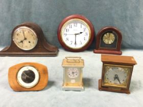 An Elliott mahogany mantel clock retailed by Garrard, the square dial with gilt cherub spandrels and